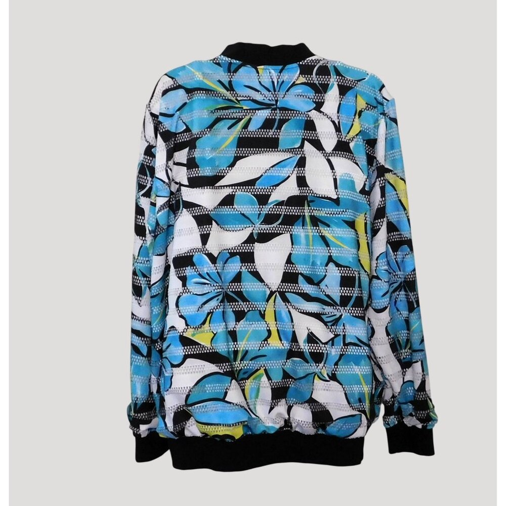 Alfred Dunner Play Date Jacket Womens Size 16 Multicolor Floral Zips Lightweight - Picture 5 of 8